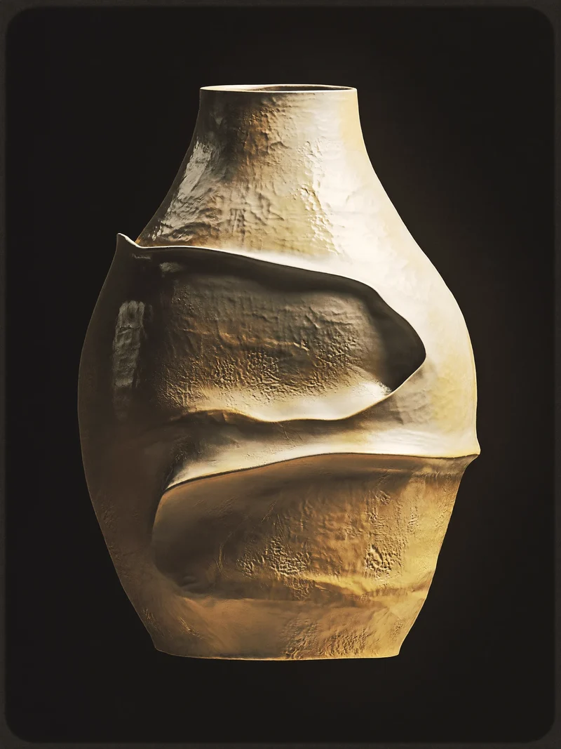 Étude de vase céramique à silhouette asymétrique, illustration conceptuelle.