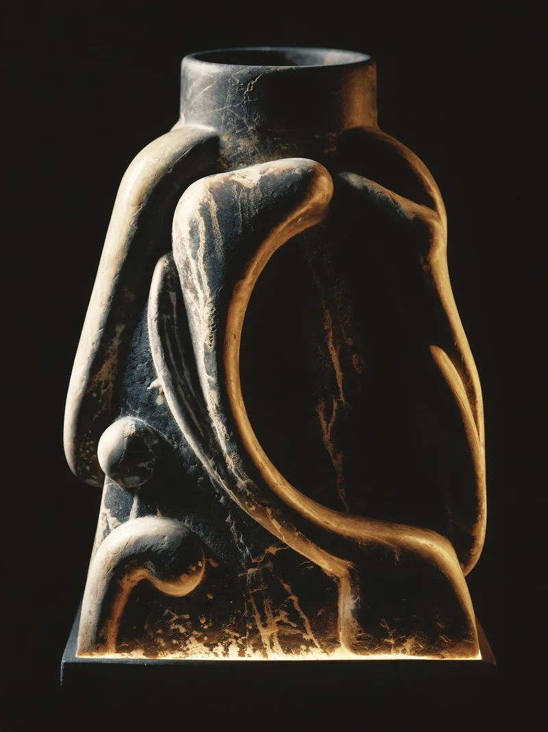 Étude d'objet de bureau en pierre texturée, illustration conceptuelle.